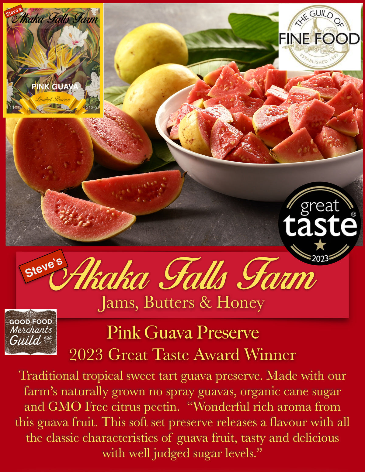 Pop-Up Mākeke - Akaka Falls Farm - Pink Guava Preserve - Information