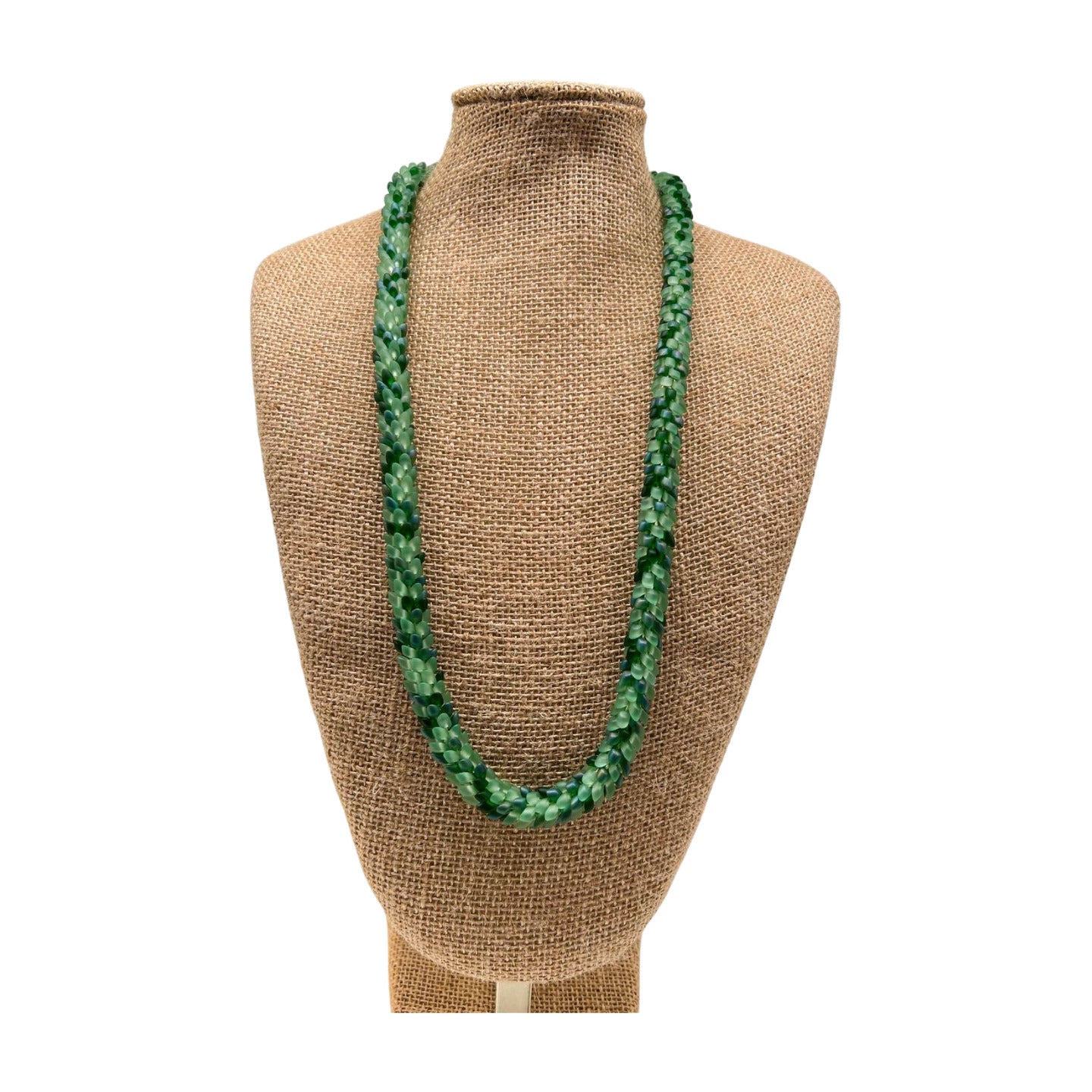 Pop-Up Mākeke - Akalei Designs - Blended Sea Foam Green Garden Nature's Dragon Scales Necklace - 30in - Front View