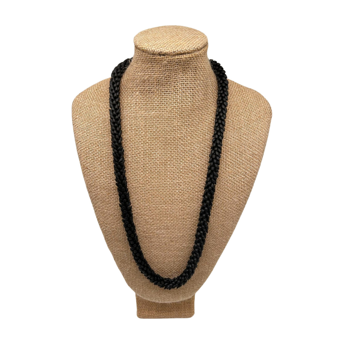 Pop-Up Mākeke - Akalei Designs - Matte Black Dragon Scales Necklace Lei - 30in - Front View