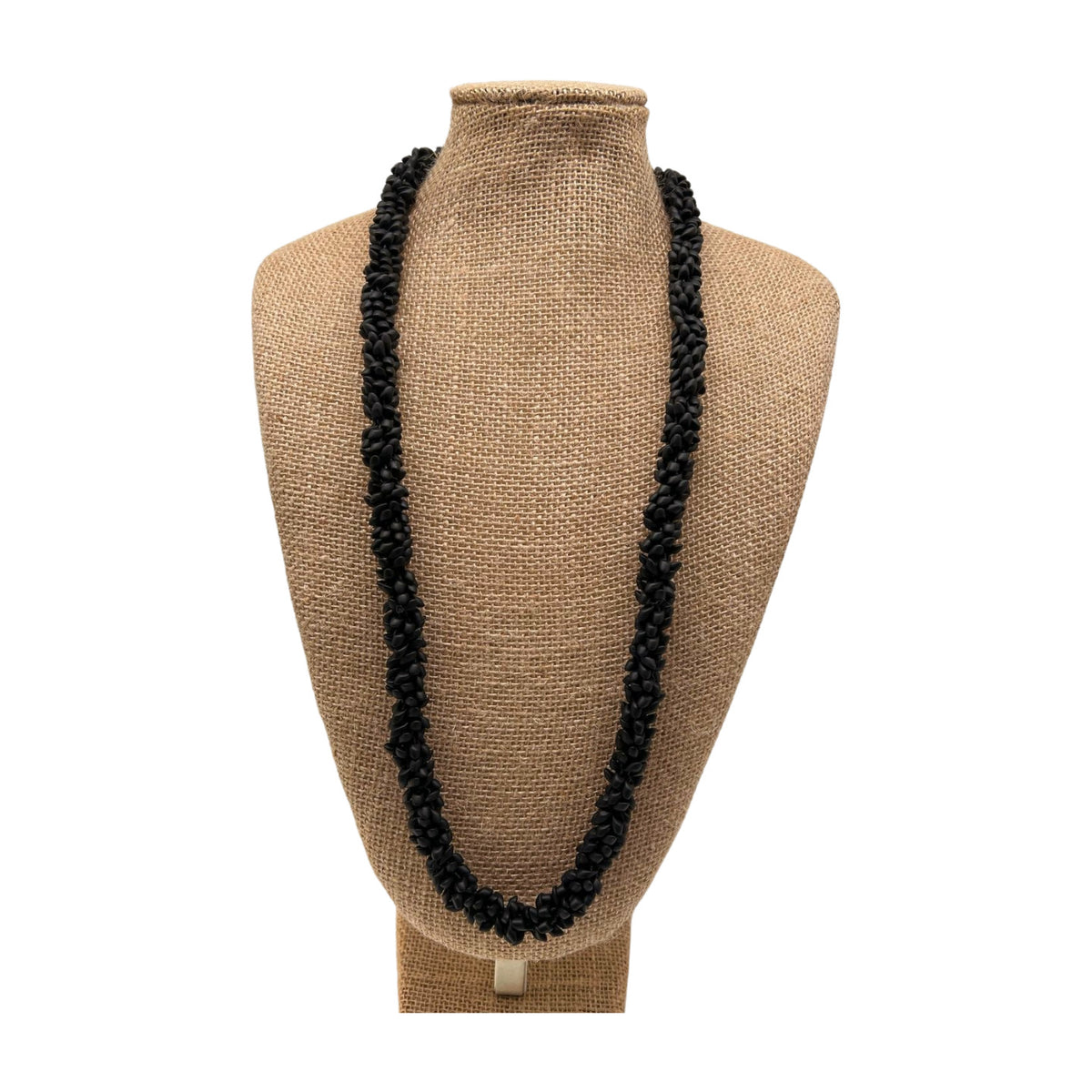 Pop-Up Mākeke - Akalei Designs - Matte Black Dragon Scales Necklace Lei - 32in - Front View