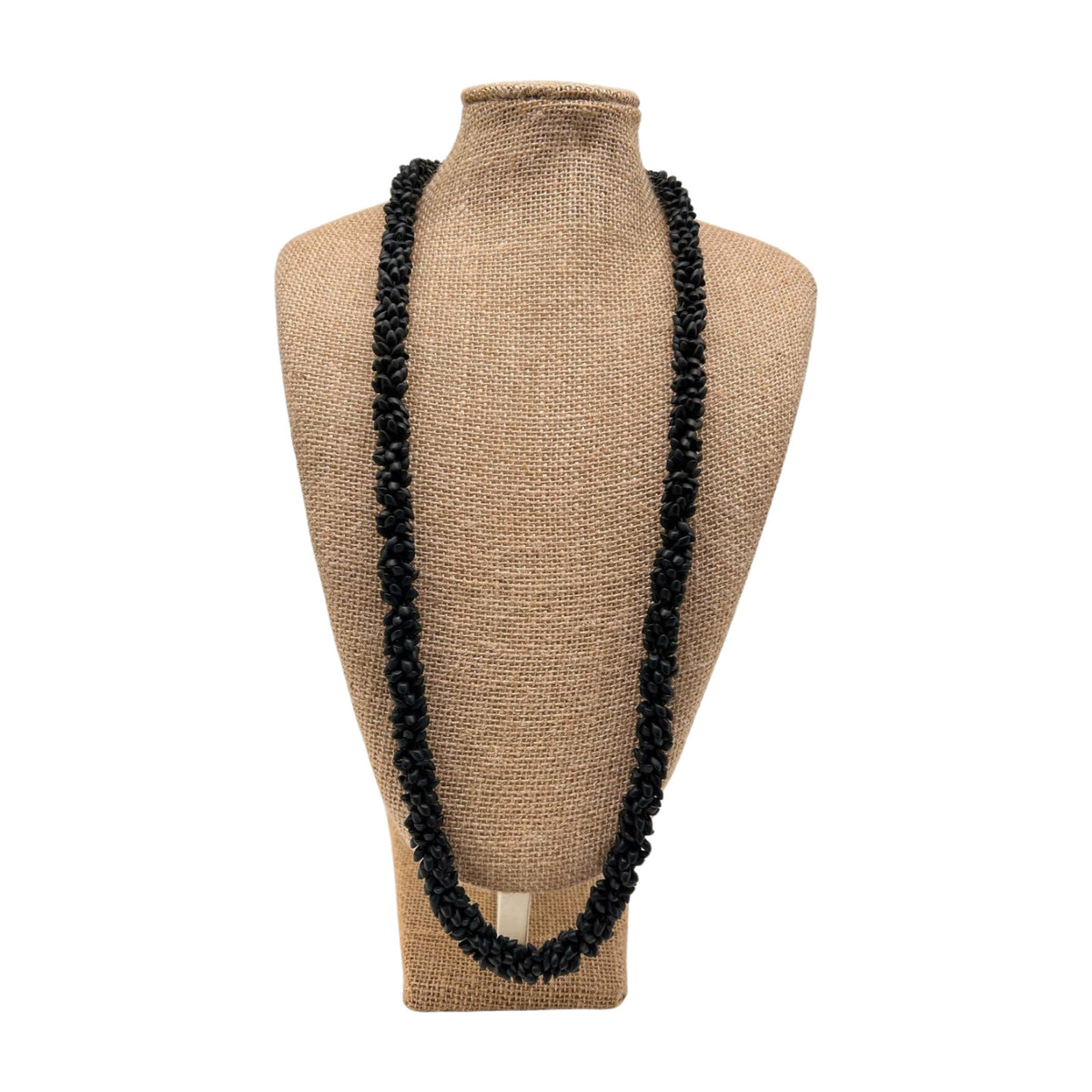 Pop-Up Mākeke - Akalei Designs - Matte Black Dragon Scales Necklace Lei - 36in - Front View