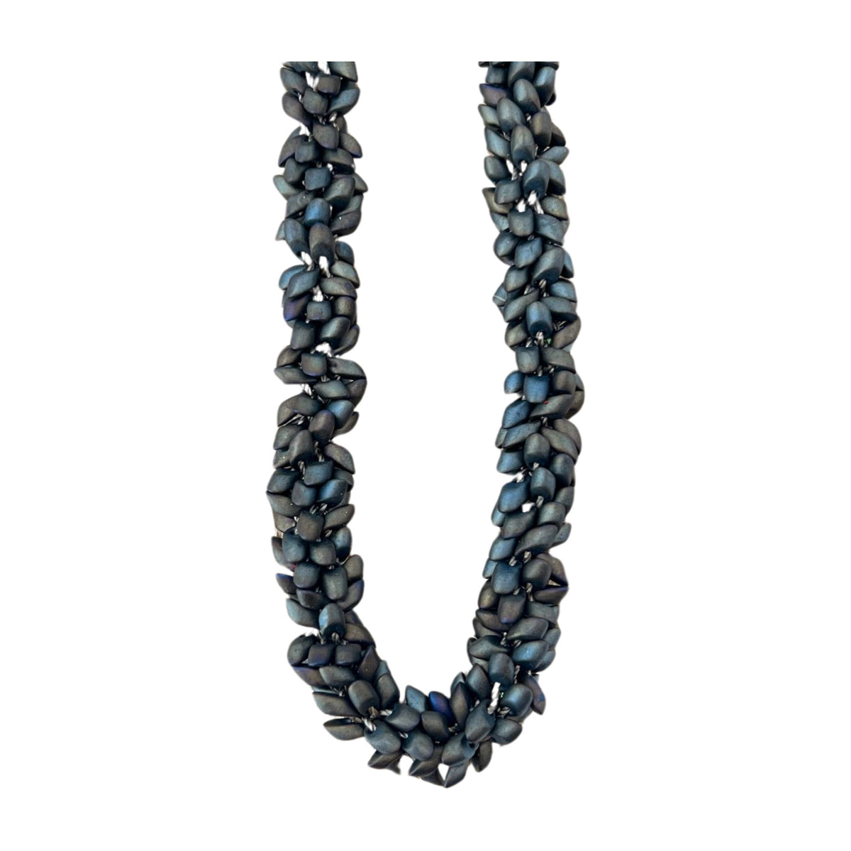 Pop-Up Mākeke - Akalei Designs - Matte Olive Green Dragon Scales Lei Necklace - Close Up