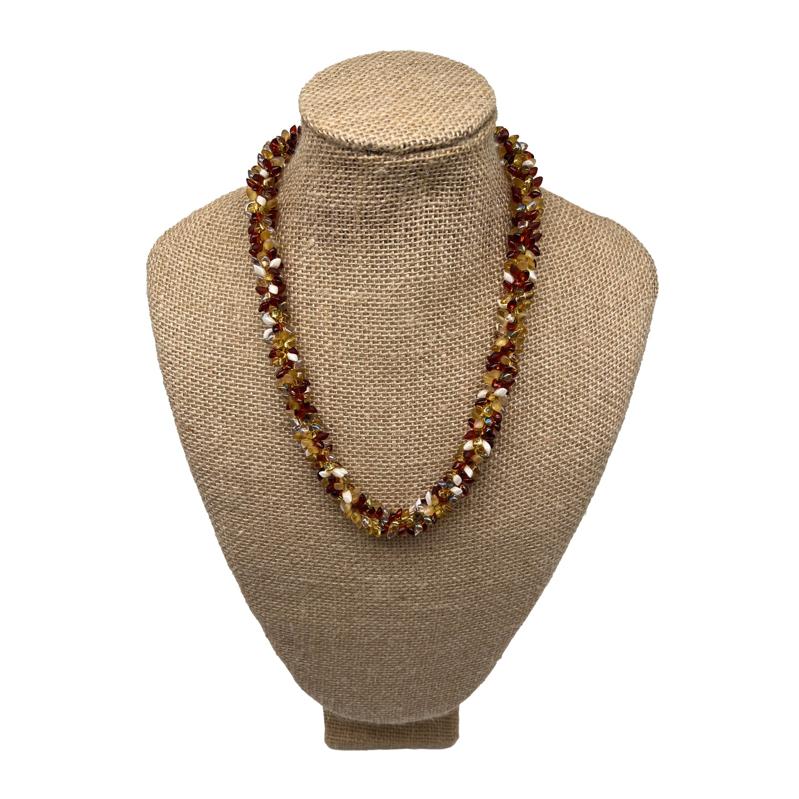 Pop-Up Mākeke - Akalei Designs - Topaz, White, and Yellow Scales Necklace Lei - 21in