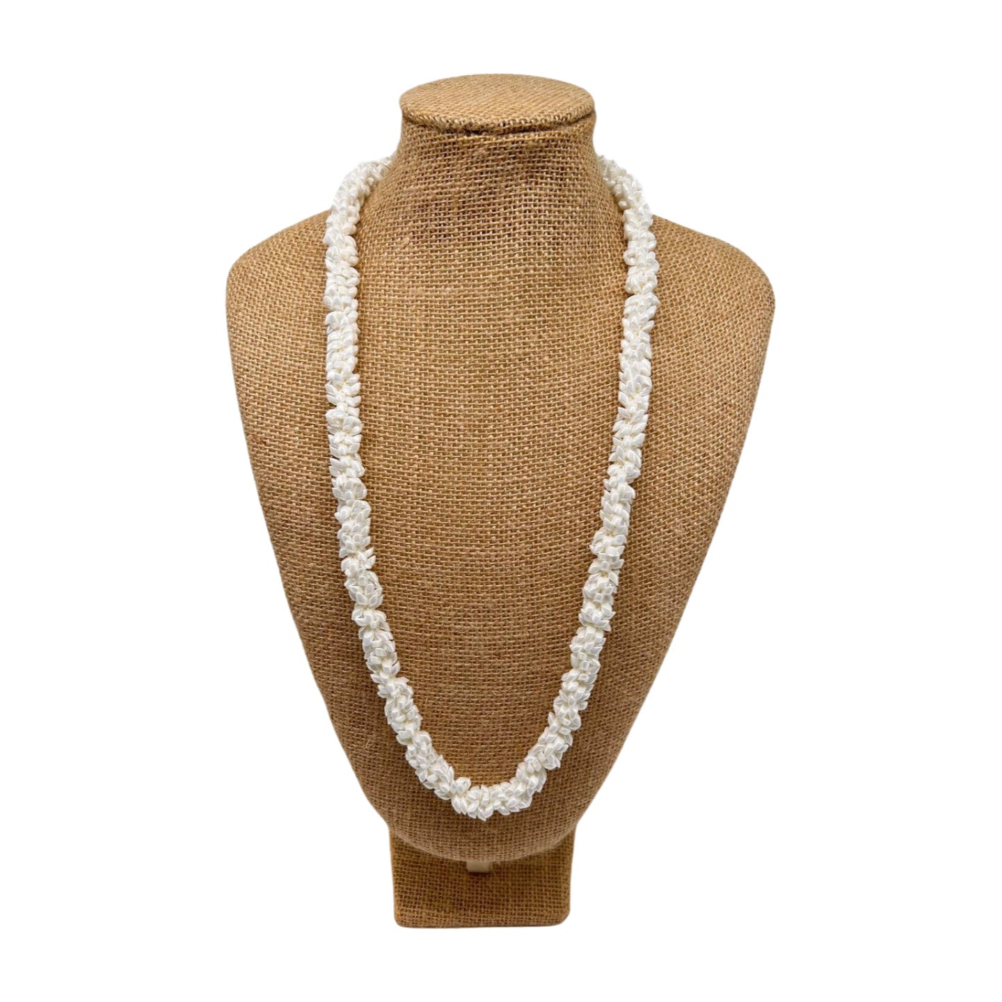 Pop-Up Mākeke - Akalei Designs - White Glossy Pearl Magatama Lei - 31-32in - Front View