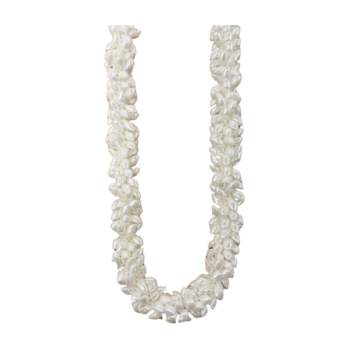 Pop-Up Mākeke - Akalei Designs - White Glossy Pearl Scales Necklace - Close Up