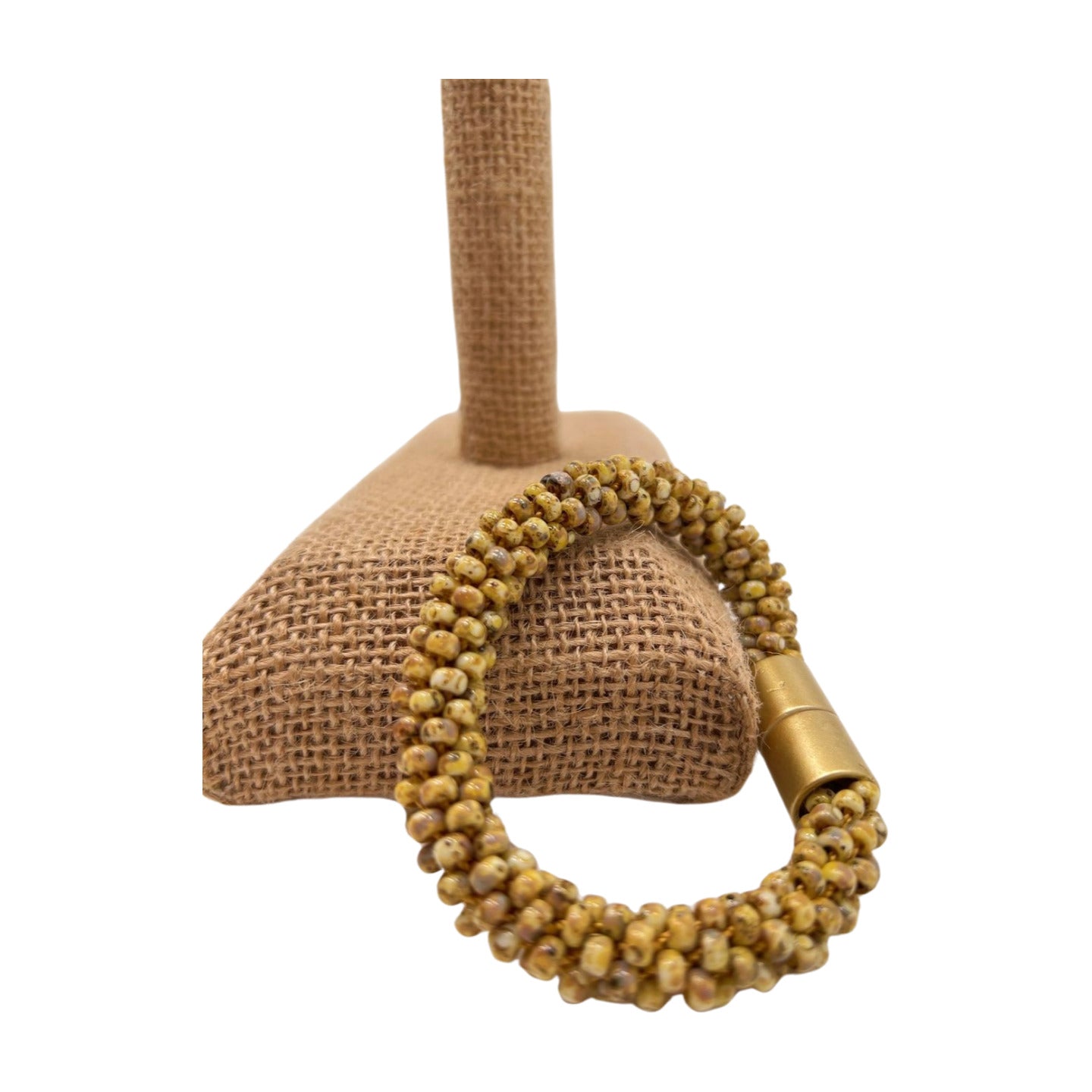 Yellow Picasso Bracelet w/ Round Glass Beads  - 8 1/2" (fits an 9"- 9.25 wrist)