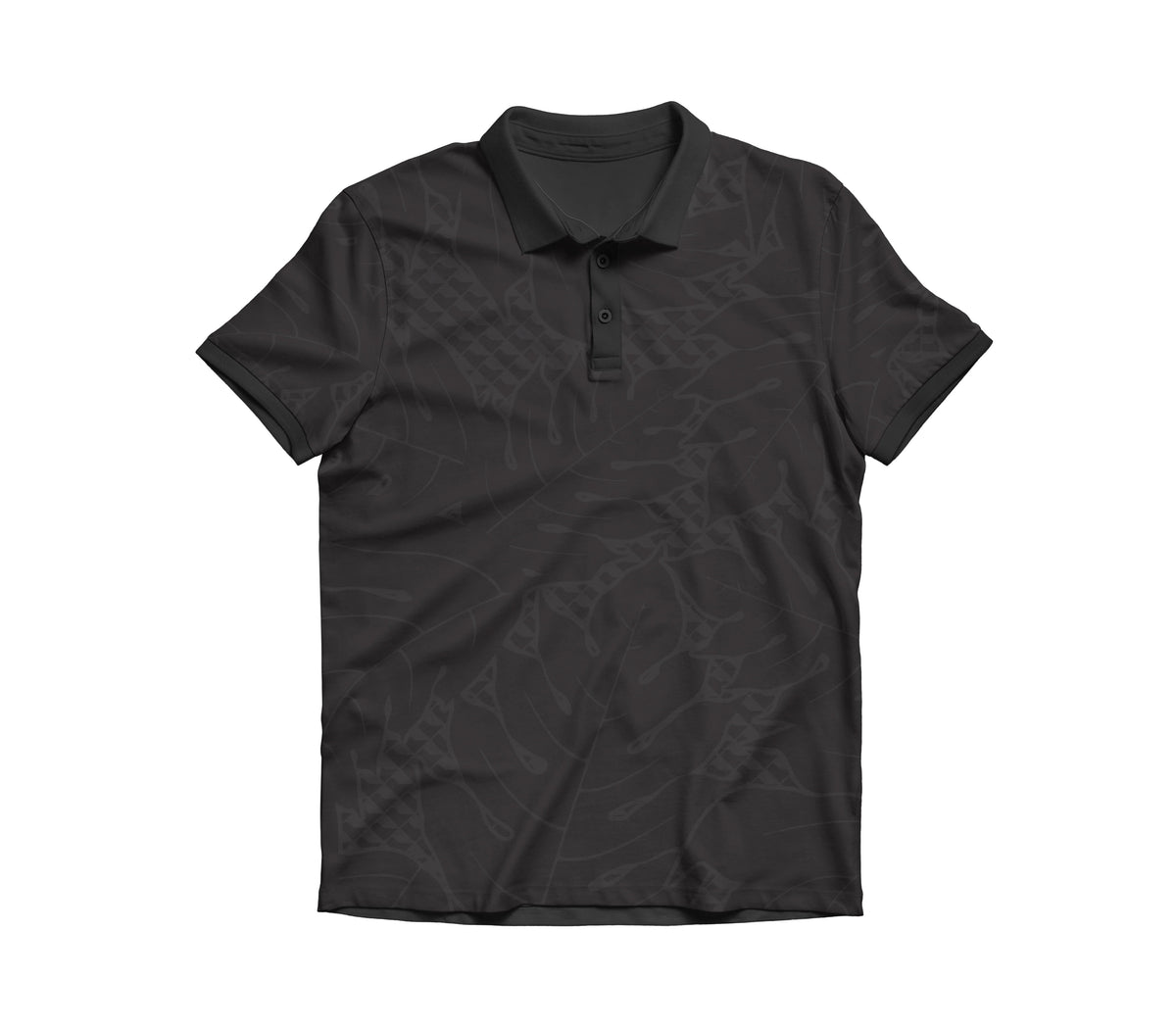 Pop-Up Mākeke - Aloha Modern - &#39;Ulu Mesh Polo Shirt - Black - Front View