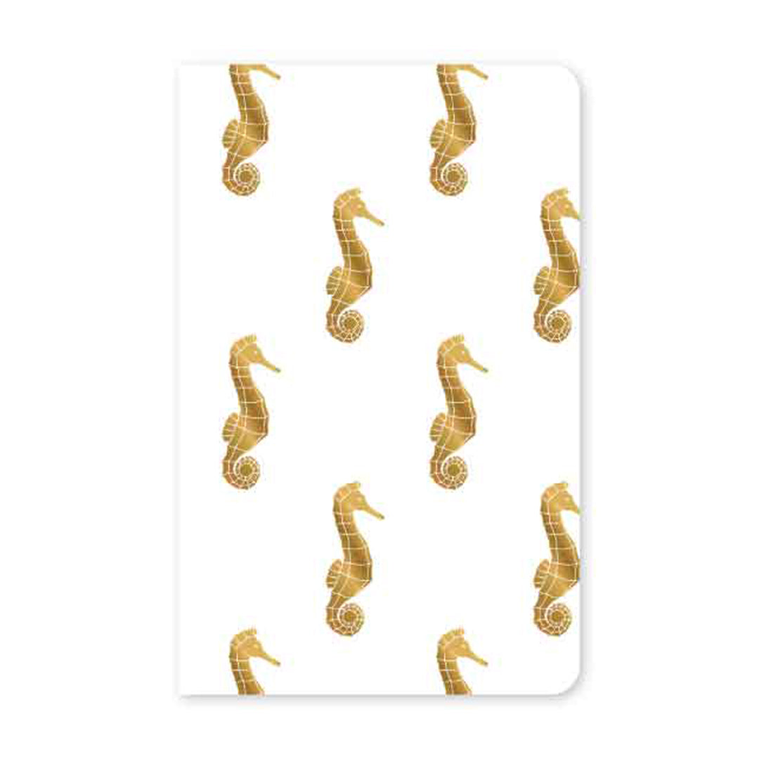 Pop-Up Mākeke - Bradley &amp; Lily - Golden Seahorse Mini Notebook - Front View