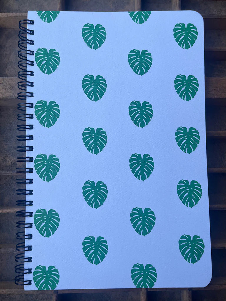 Pop-Up Mākeke - Bradley &amp; Lily - Monstera Large Spiral Notebook - Front View
