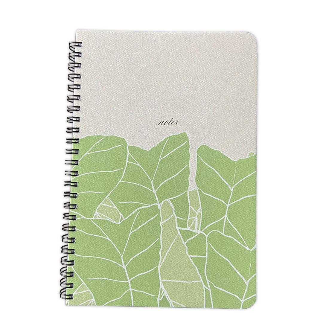 Pop-Up Mākeke - Bradley &amp; Lily - Pink Kalo Spiral Notebook - Front View