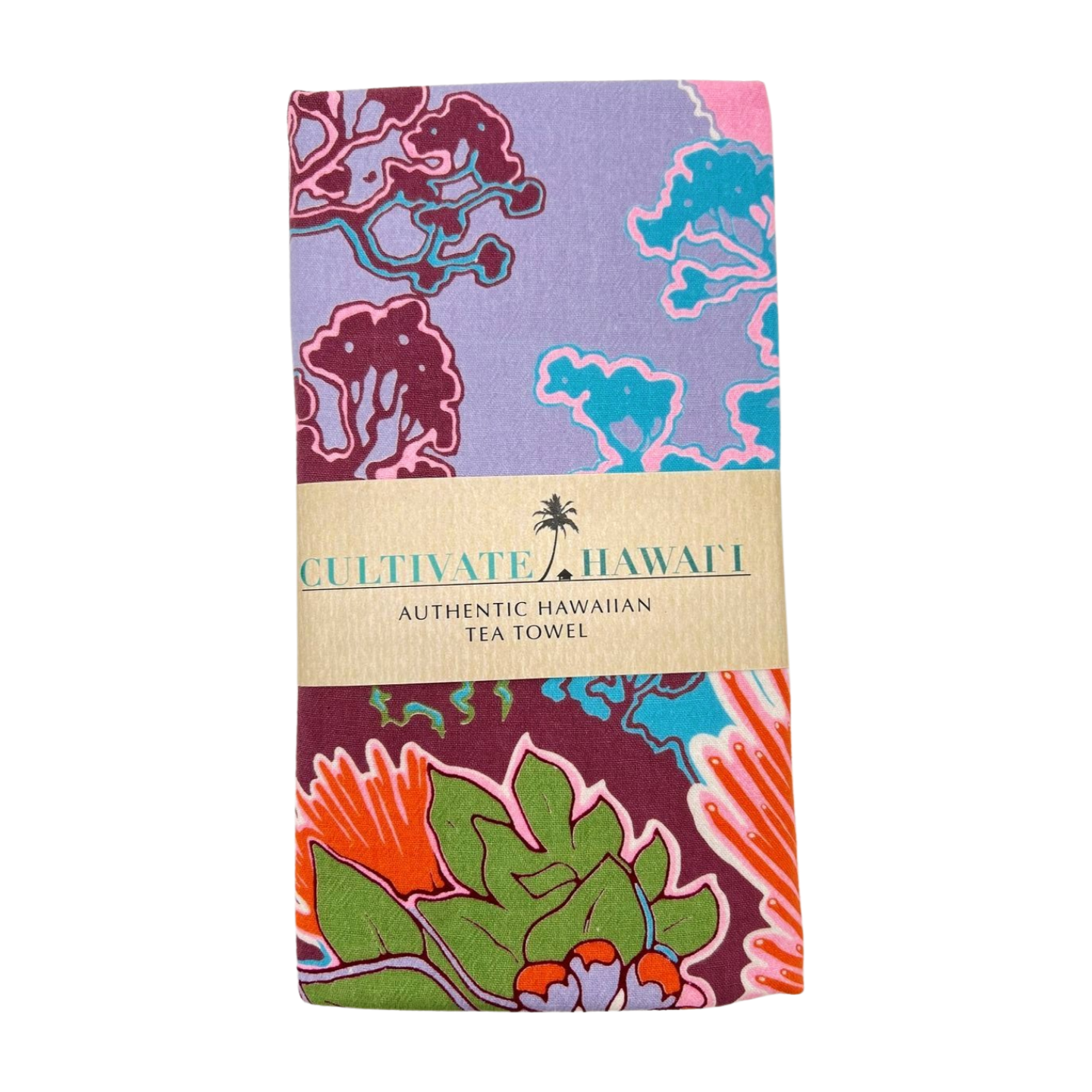 Pop-Up Mākeke - Cultivate Hawai'i -  Ohia Tea Towel - Folded Front View