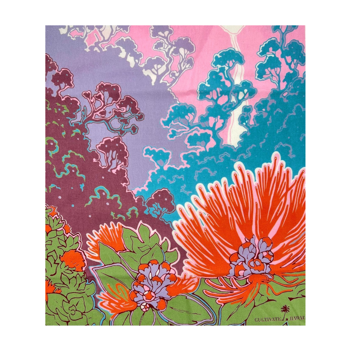 Pop-Up Mākeke - Cultivate Hawai'i -  Ohia Tea Towel - Front View