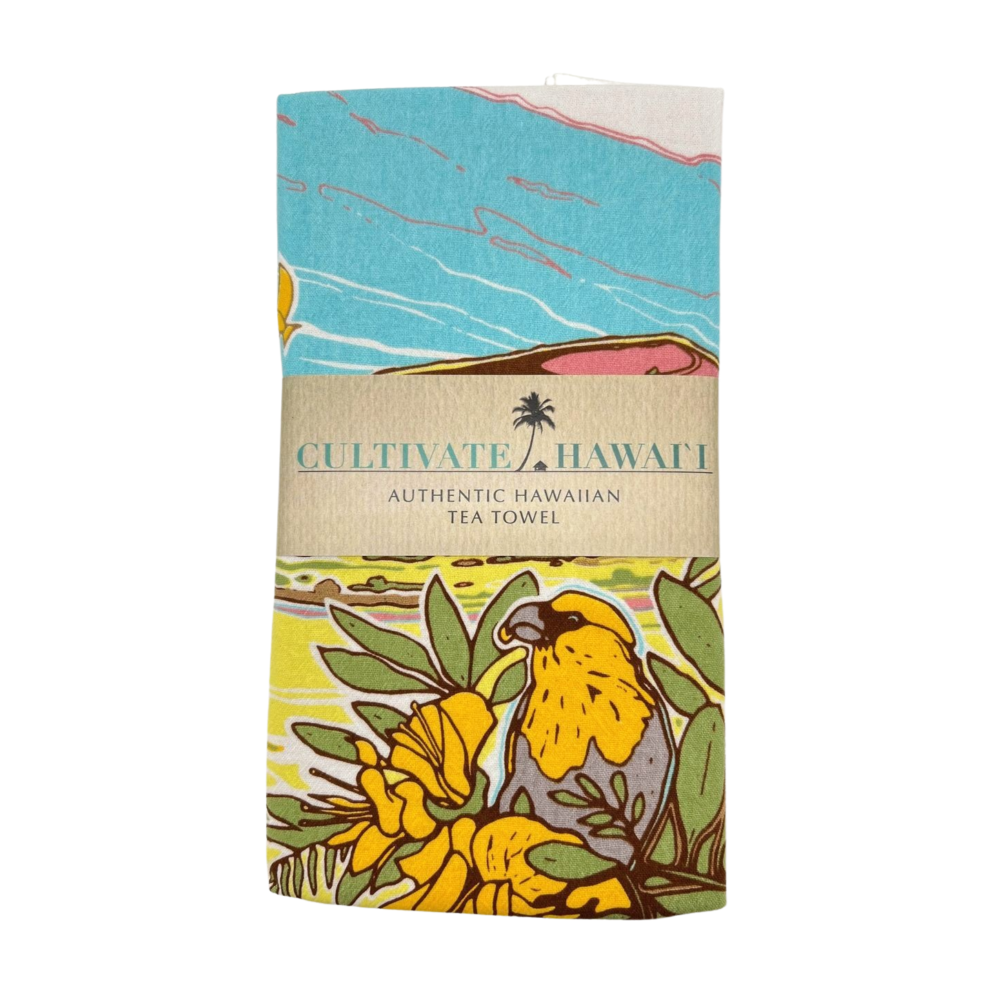 Pop-Up Mākeke - Cultivate Hawai'i - Palila Tea Towel - Front View