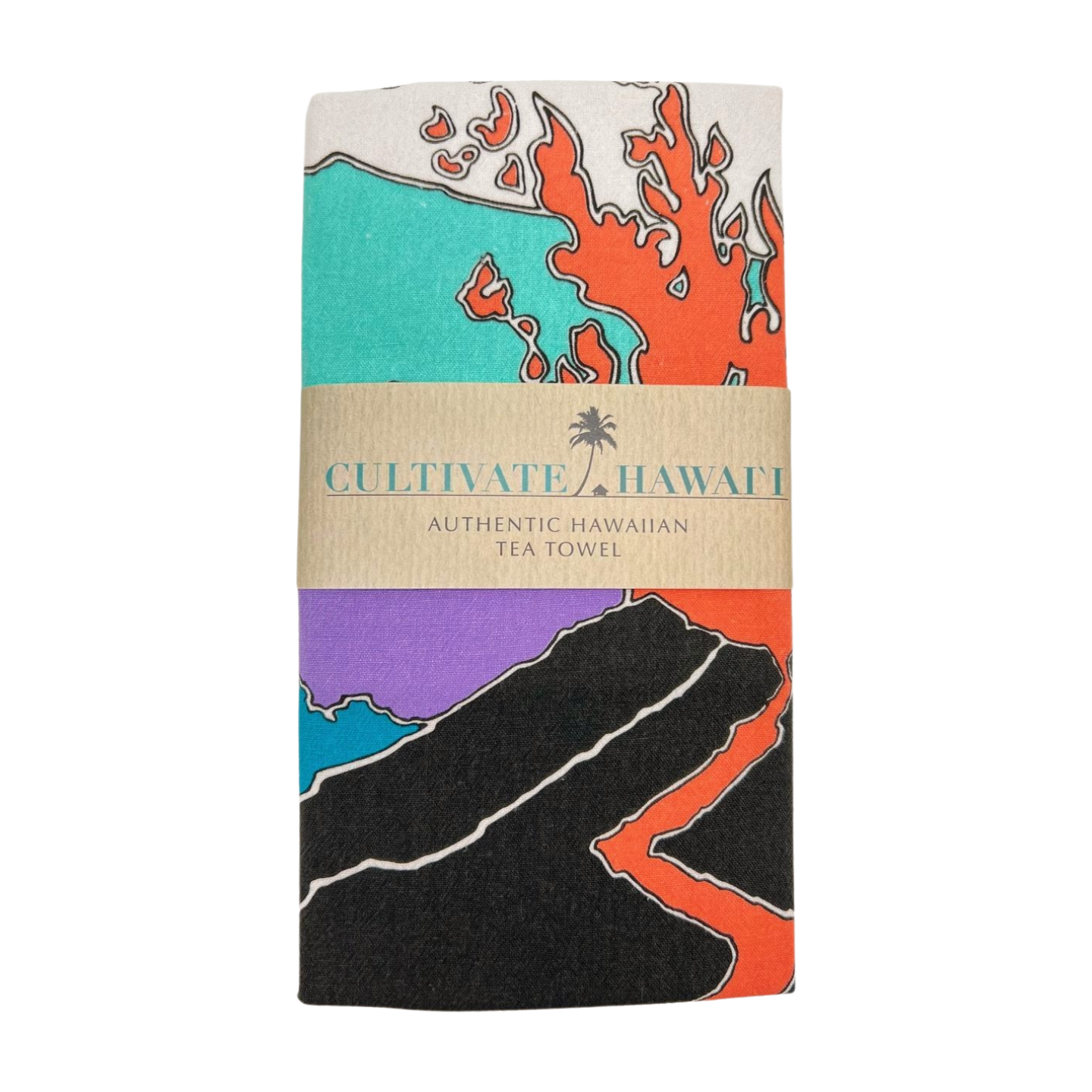 Pop-Up Mākeke - Cultivate Hawaii - Pele Tea Towel - Folded Front View
