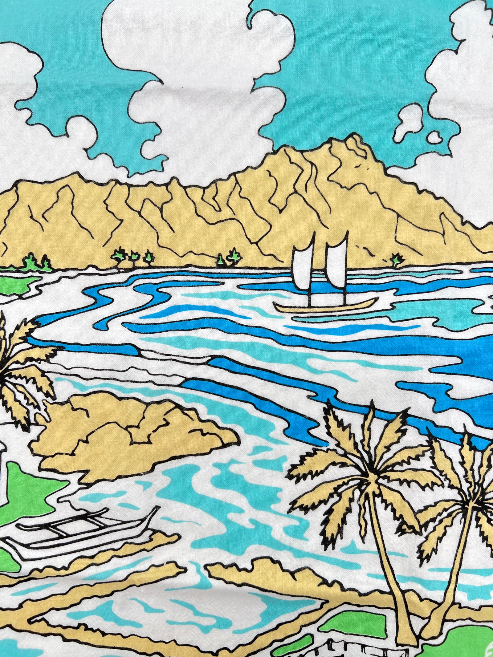 Pop-Up Mākeke - Cultivate Hawai'i - Waikiki Tea Towel - Design