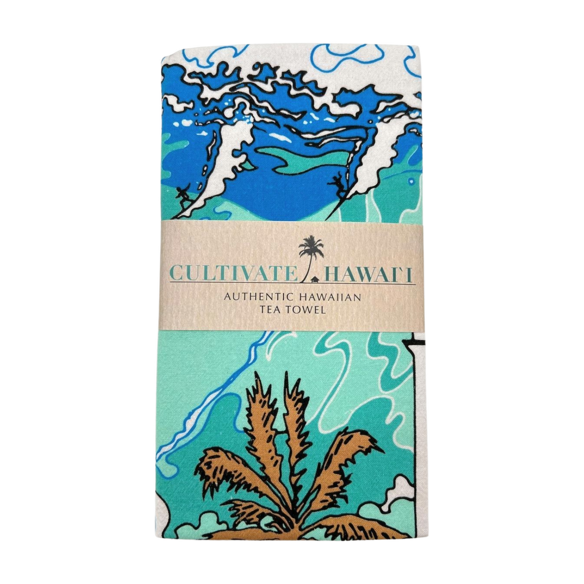 Pop-Up Mākeke - Cultivate Hawai'i -  Waimea Bay Tea Towel - Front View