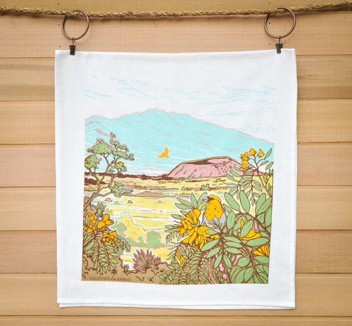 Pop-Up Mākeke - Cultivate Hawai'i - Palila Tea Towel - Front View