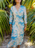 Pop-Up Mākeke - David Shepard Hawaii - Sky Blue Lau Hala Women's Midi Wrap Dress - Close Up