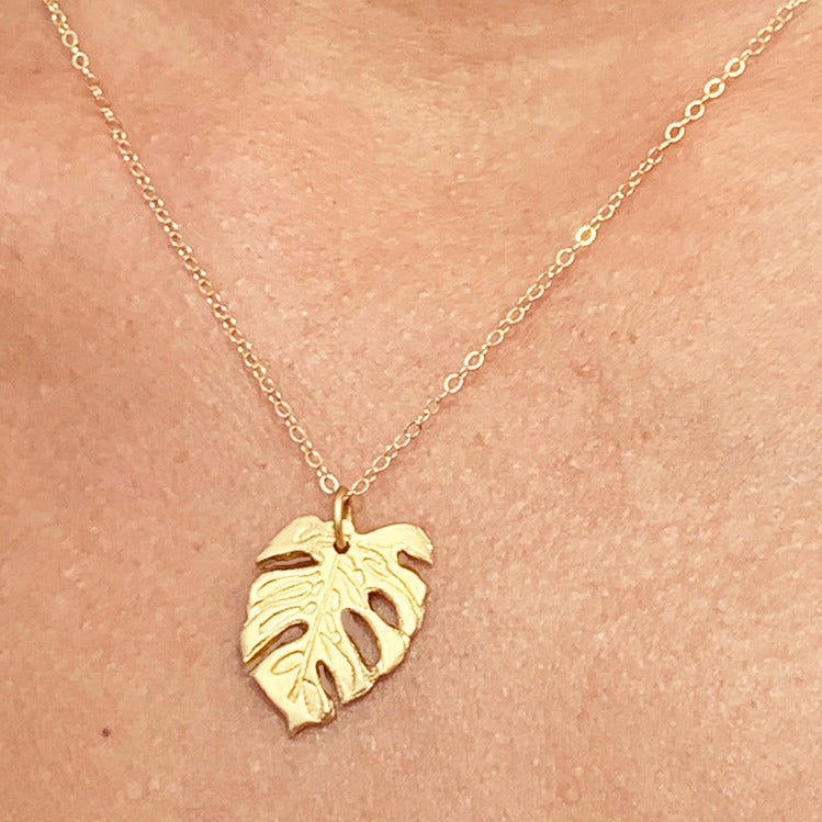 Pop-Up Mākeke - Debby Sato Designs - Monstera Necklace - 14K Gold Fill over Sterling Silver