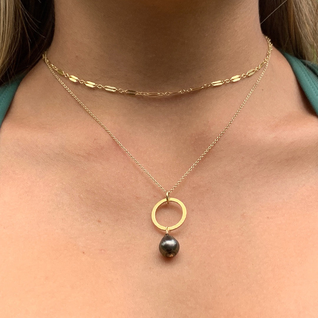 Pop-Up Mākeke - Debby Sato Designs - Tahitian Pearl Eternity Circle Vermeil Necklace