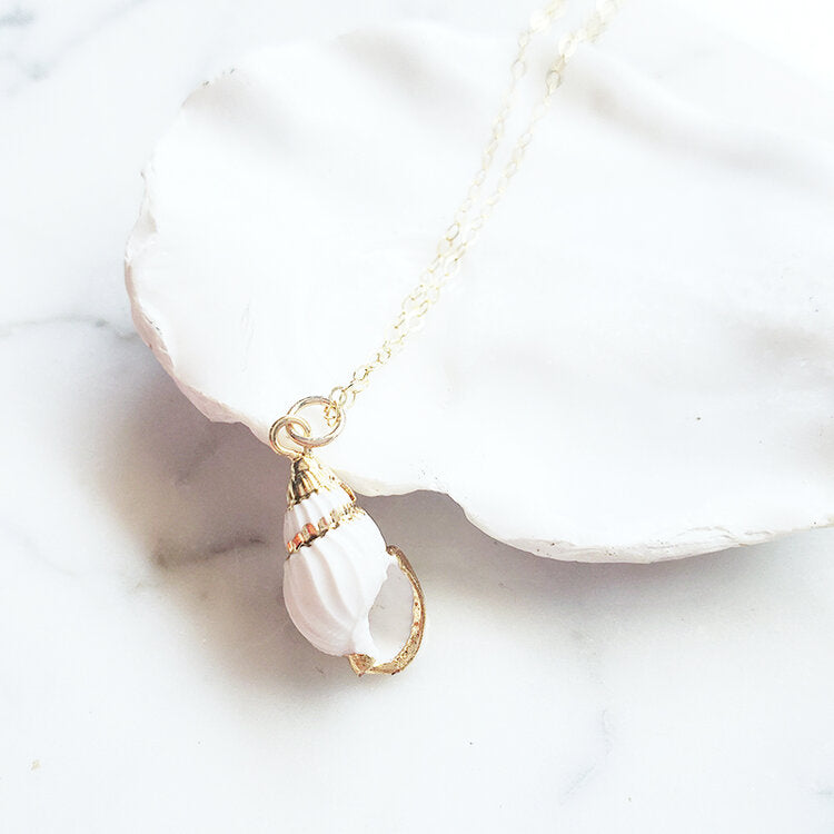 Pop-Up Mākeke - Flotsam &amp; Co. - 24kt Gold Dipped Spiral Shell Necklace