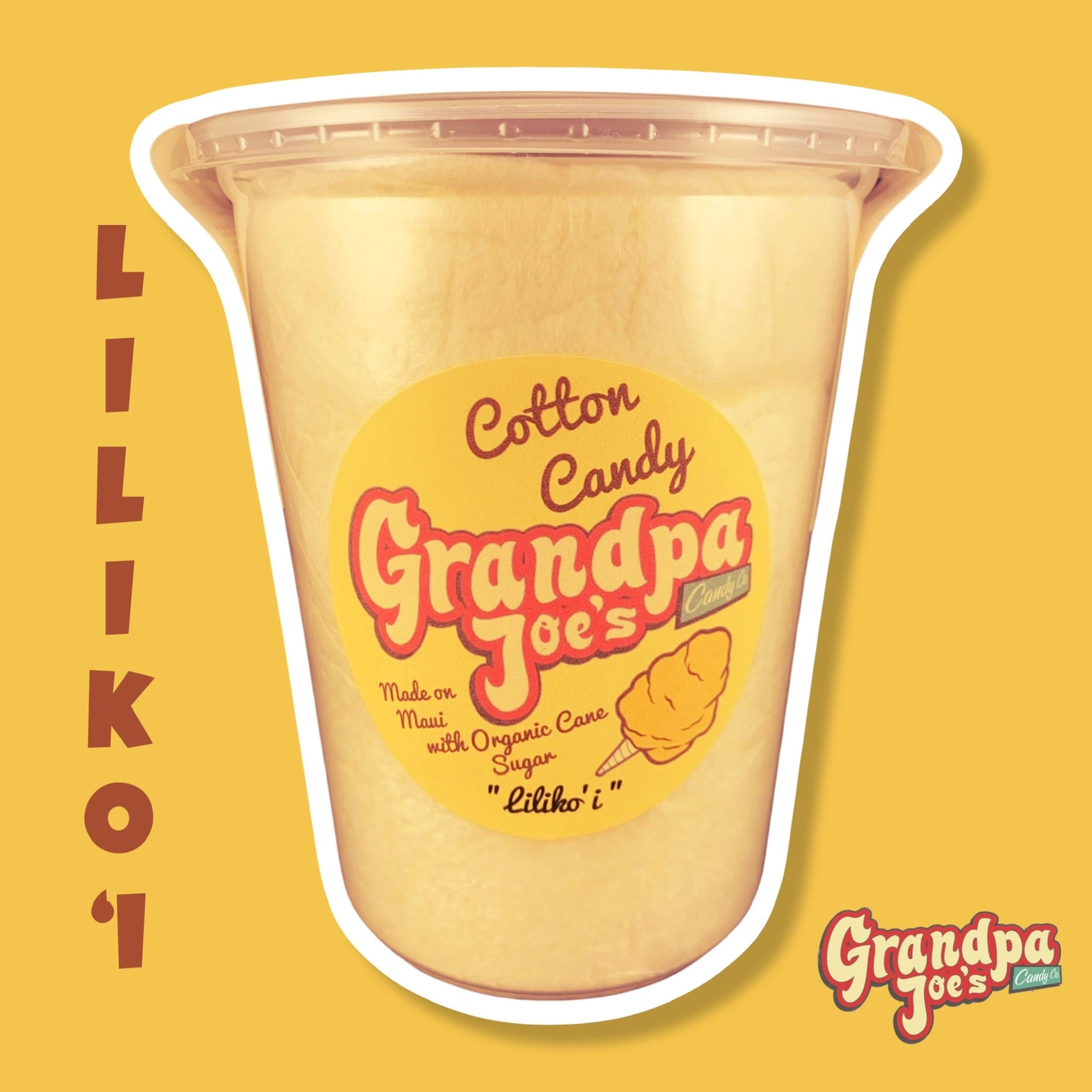 Pop-Up Mākeke - Grandpa Joe's Candy Company - Liliko’i (Passion Fruit) 100% Organic Sugar Cotton Candy