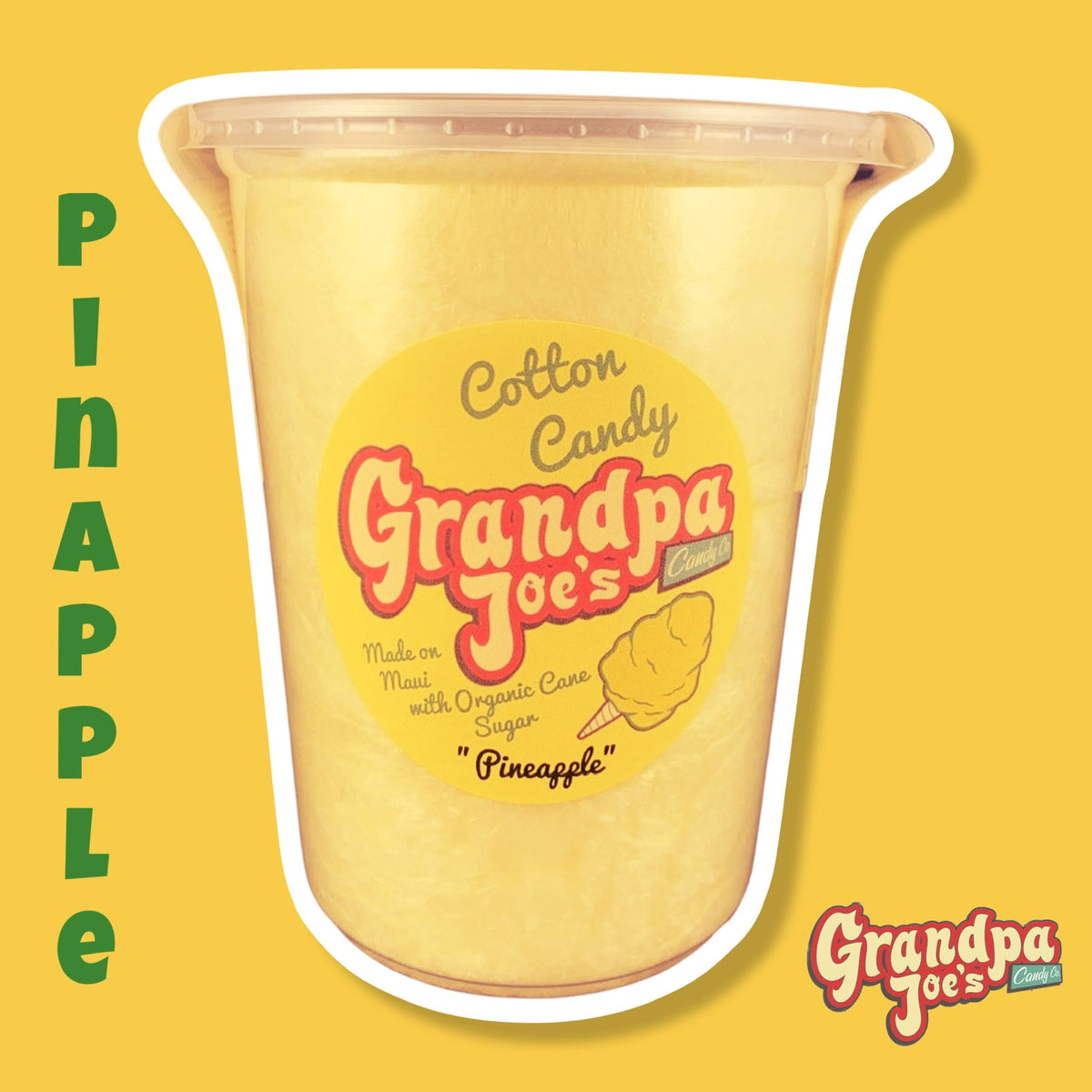 Pop-Up Mākeke - Grandpa Joe&#39;s Candy Company - Pineapple 100% Organic Sugar Cotton Candy