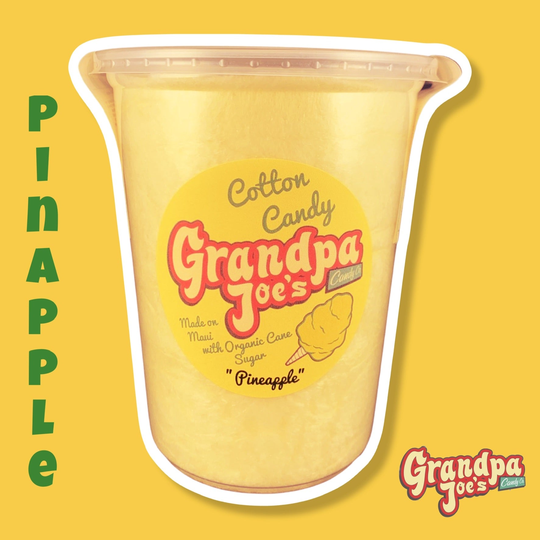 Pop-Up Mākeke - Grandpa Joe's Candy Company - Pineapple 100% Organic Sugar Cotton Candy