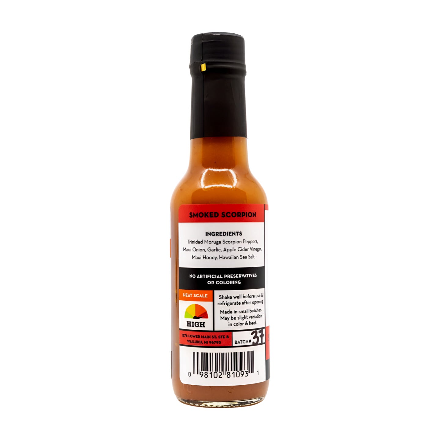 Pop-Up Mākeke - HI Spice - Smoked Scorpion Hot Sauce - Back View