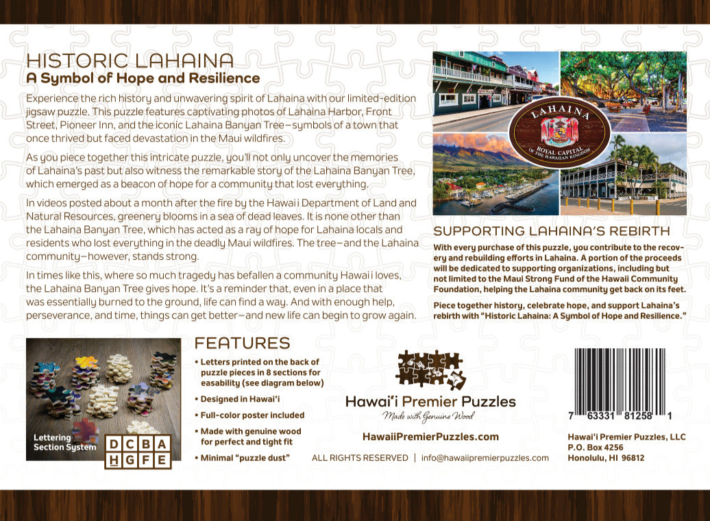 Pop-Up Mākeke - Hawai'i Premier Puzzles - Historic Lahaina 1000-Piece Puzzle - Back View