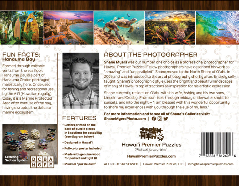 Pop-Up Mākeke - Hawaii Premier Puzzles - Hanauma Bay -  Oahu, Hawaii 1000-Piece Puzzle - Box Back View