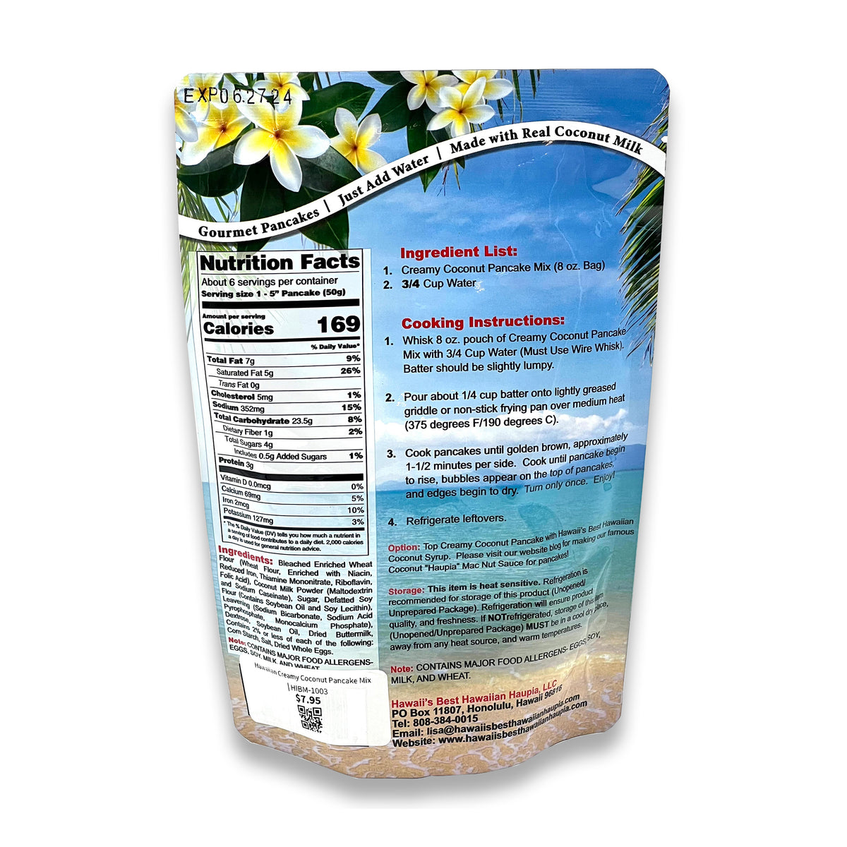 Pop-Up Mākeke - Hawaii's Best Mixes - Hawaiian Creamy Coconut Pancake Mix - Back View