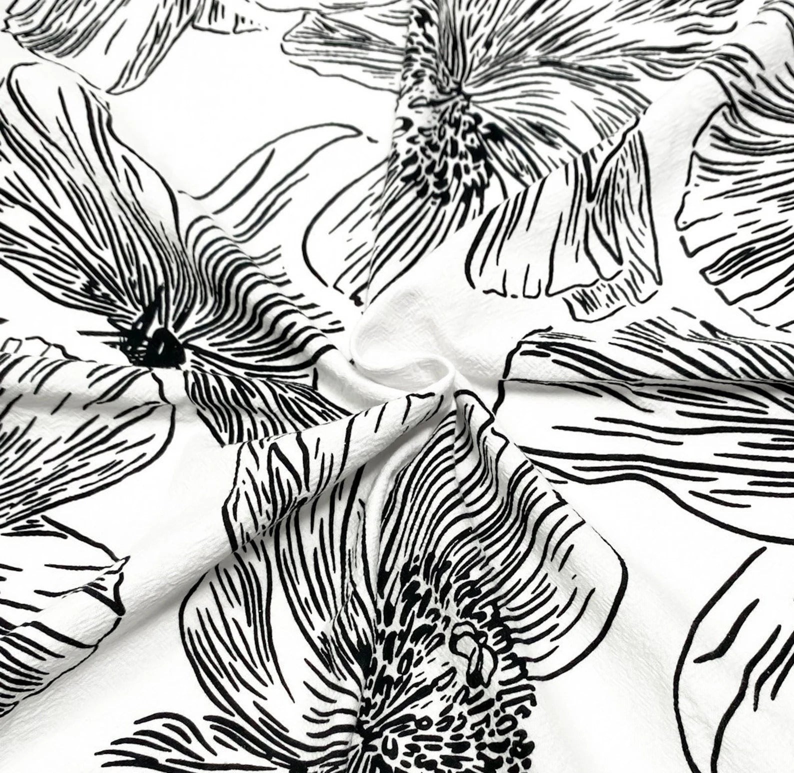Pop-Up Mākeke - Hinu Rise - Multipurpose Tea Towel - Pua Kala in Black & White - Close Up