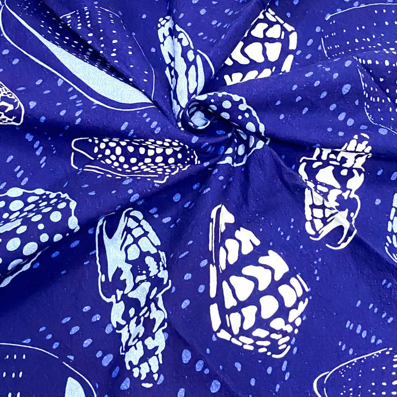 Multipurpose Tea Towel - Blue Indigo Shells