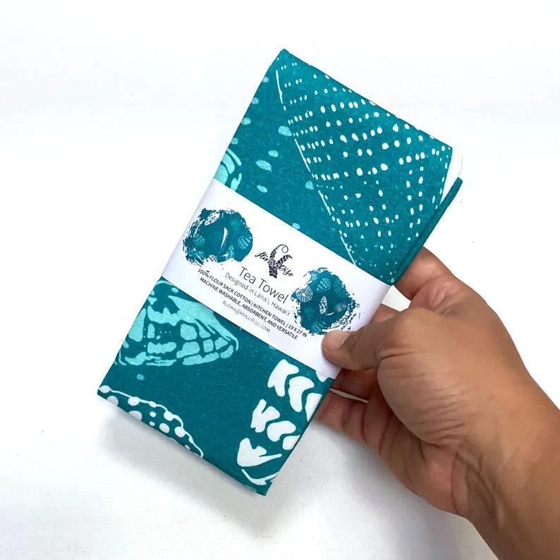 Multipurpose Tea Towel - Turquoise Shells