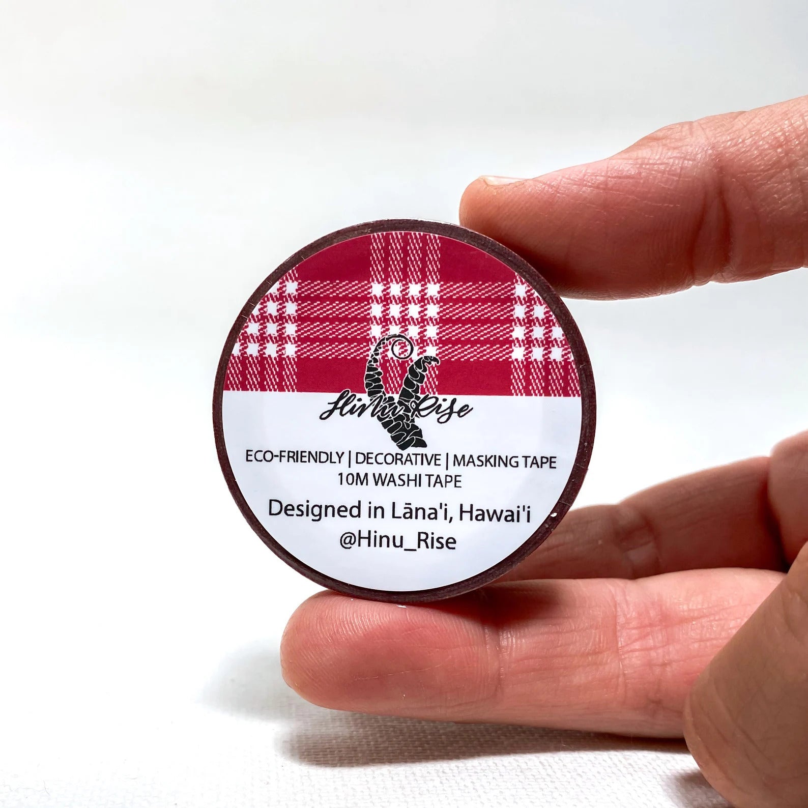 Pop-Up Mākeke - Hinu Rise - Palaka Washi Tape Roll - Dirt Red - Front View