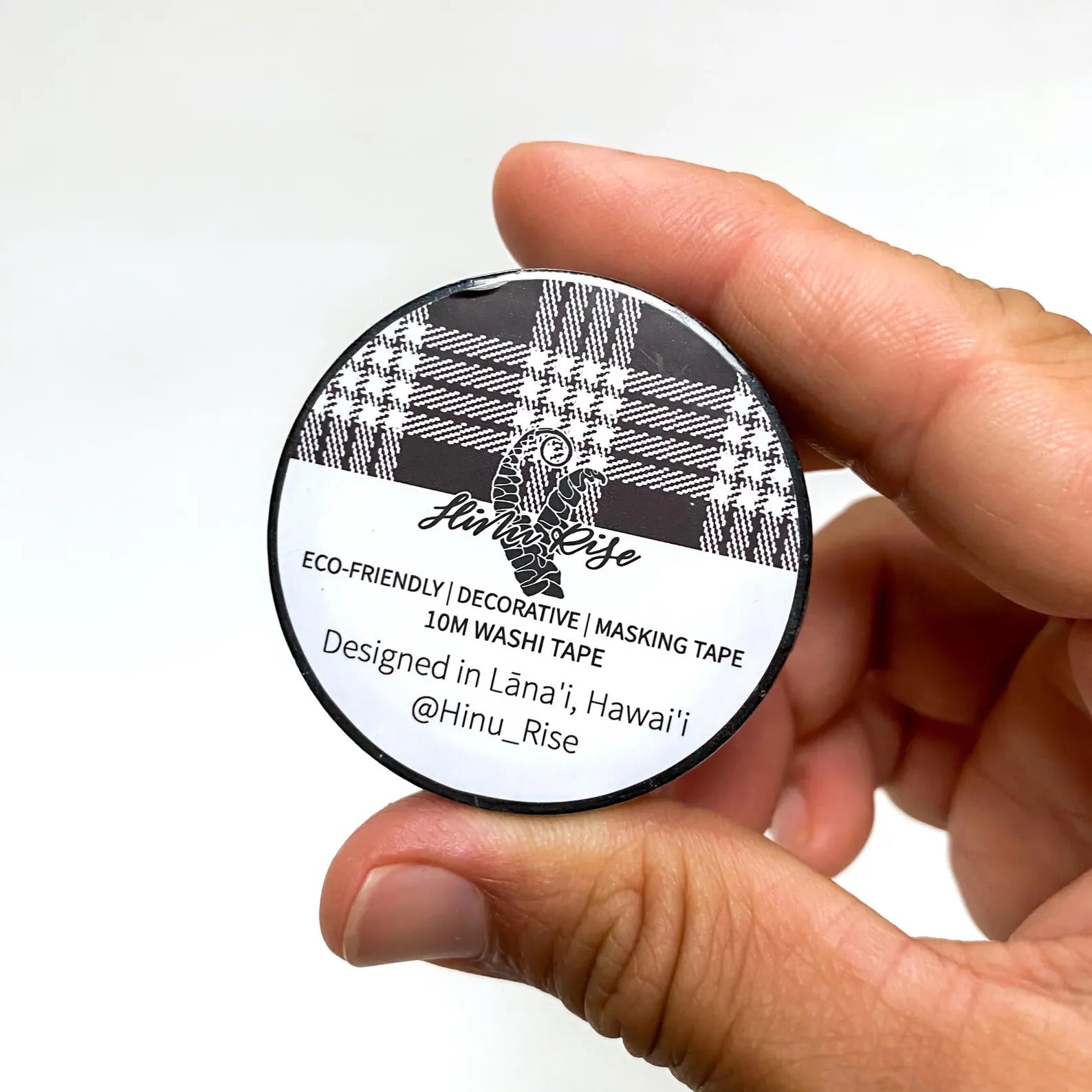 Pop-Up Mākeke - Hinu Rise - Palaka Washi Tape Roll - Jet Black - Front View