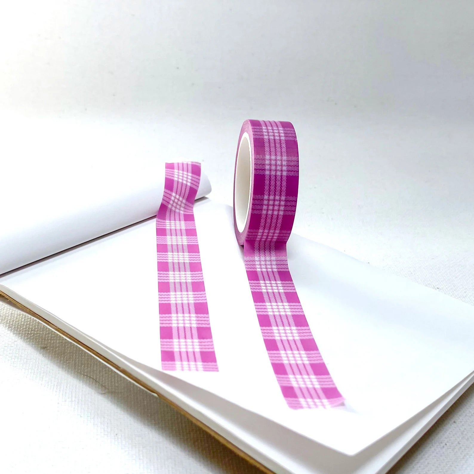 Pop-Up Mākeke - Hinu Rise - Palaka Washi Tape Roll - Pink - Front View