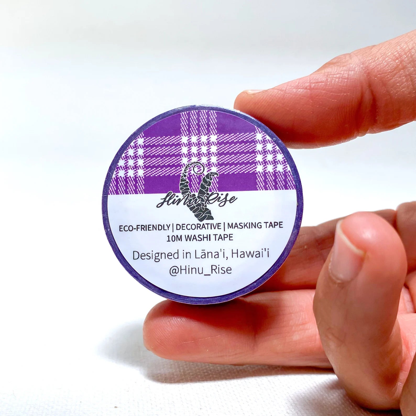 Pop-Up Mākeke - Hinu Rise - Palaka Washi Tape Roll - Purple - Front View