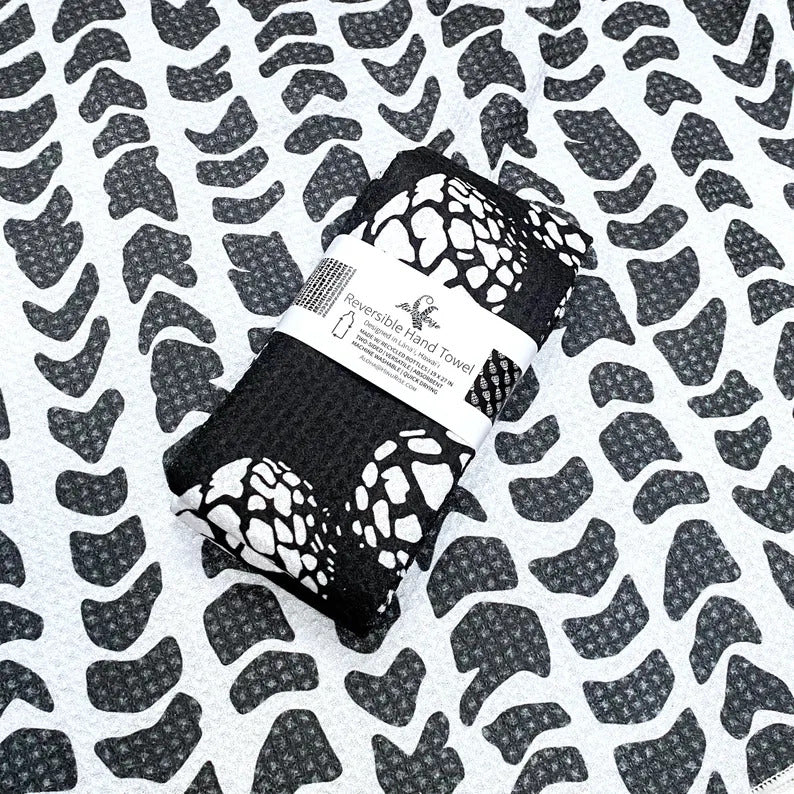 Reversible Hand Towel - Black Hebrew Cone