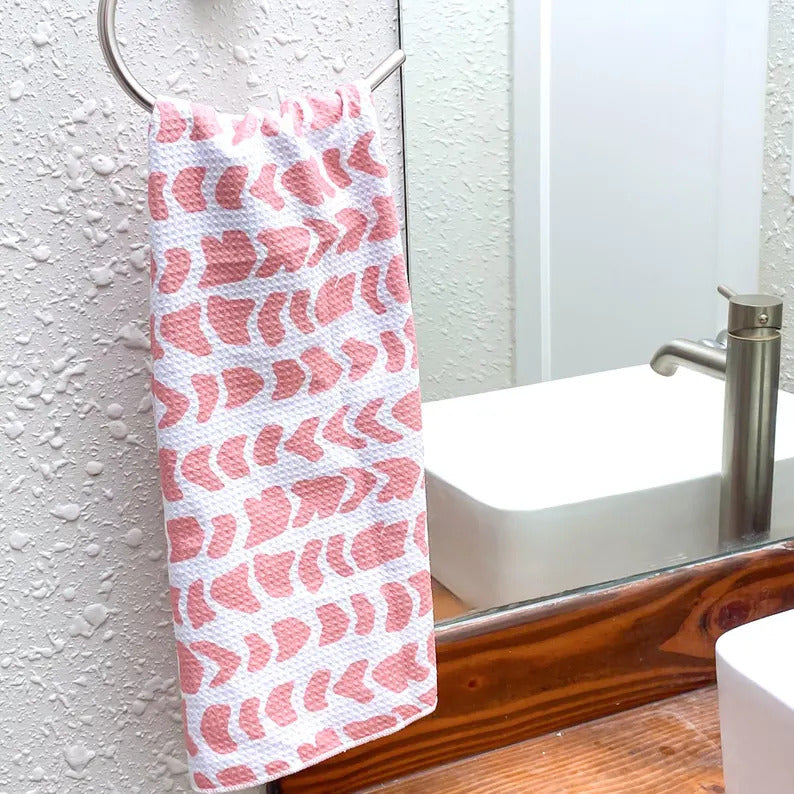 Reversible Hand Towel - Coral Hebrew Cone