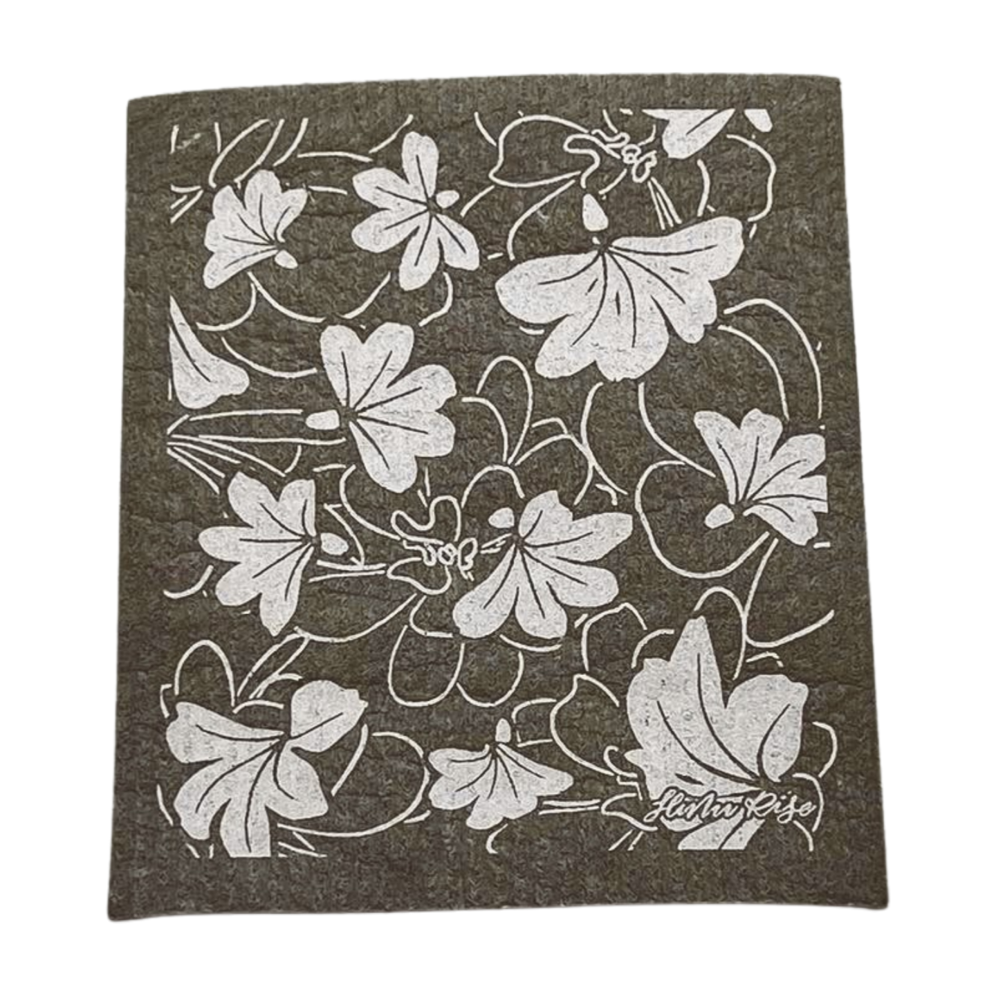 Pop-Up Mākeke - Hinu Rise - Swedish Dishcloth - Naupaka in Grey - Front View