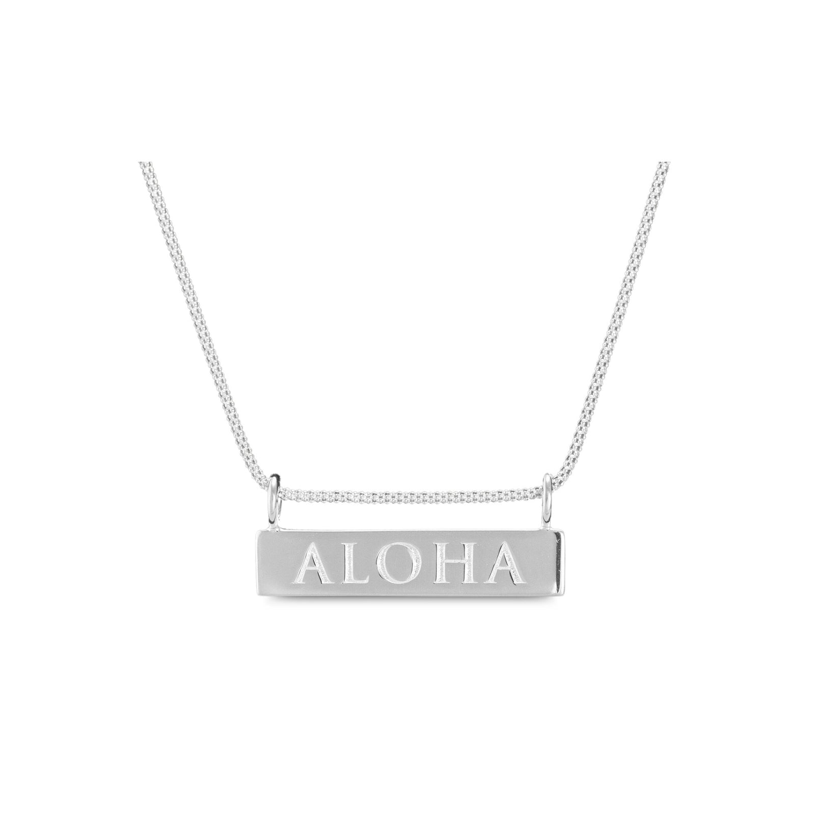 Pop-Up Mākeke - HonuHeart Designs - Peggy Waterfall - Sterling Silver Aloha Bar Necklace