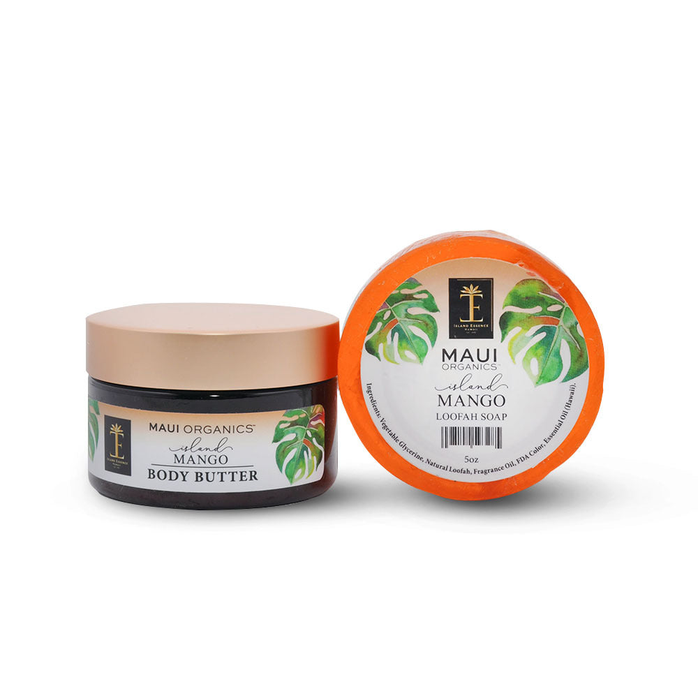 Pop-Up Mākeke - Island Essence - Maui Organics Body Butter &amp; Loofah Soap Duo - Island Mango