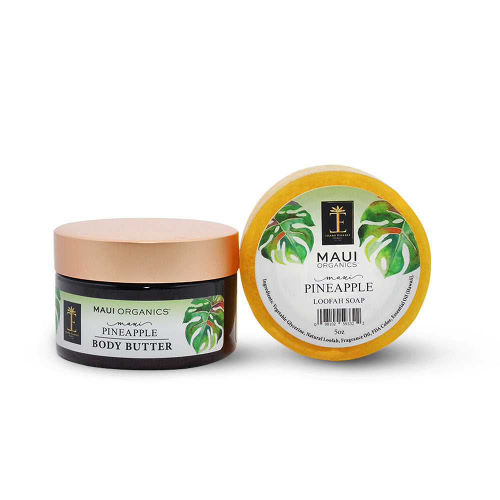 Pop-Up Mākeke - Island Essence - Maui Organics Body Butter &amp; Loofah Soap Duo in Maui Pineapple