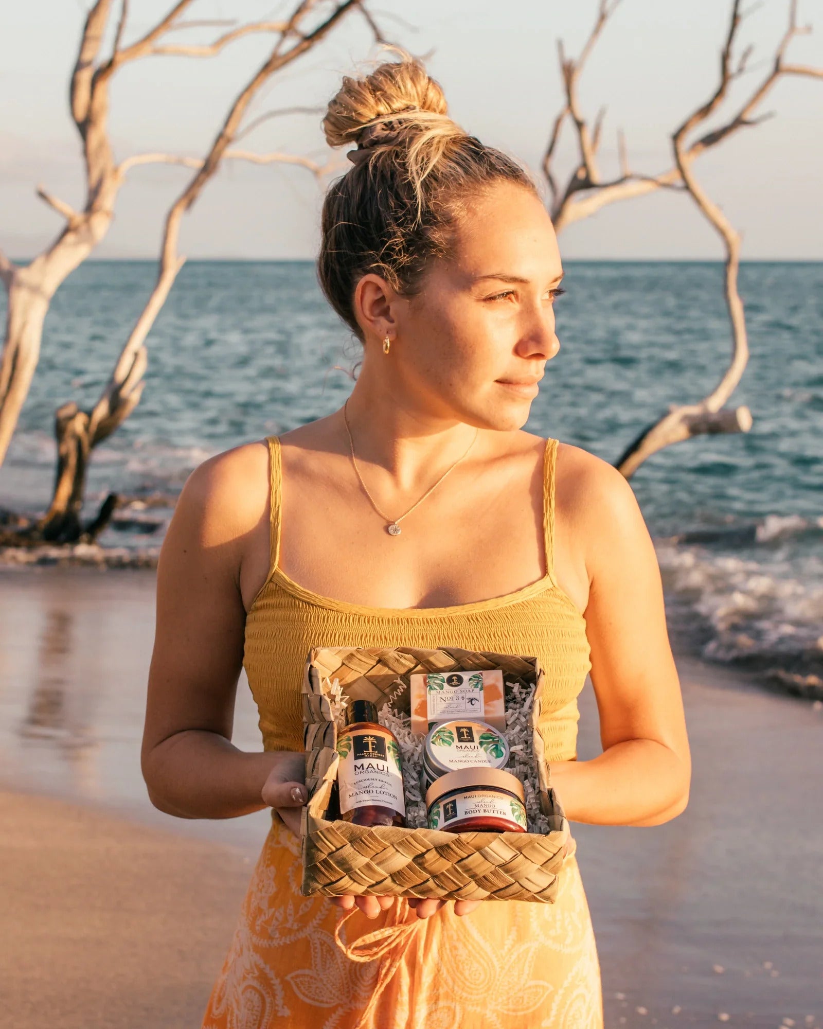 Maui Organics Lauhala Gift Basket - Island Mango