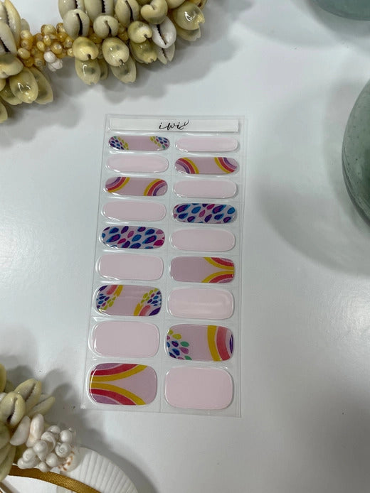 Gel Nail Strips - Meek Nest X Iwi Nails: Ānuenue (Rainbow) Raindrops [Keiki/Kids]