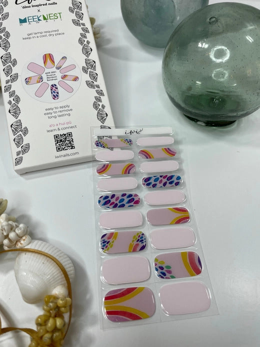 Gel Nail Strips - Meek Nest x Iwi Nails: Ānuenue (Rainbow) Raindrops [Keiki/Kids]