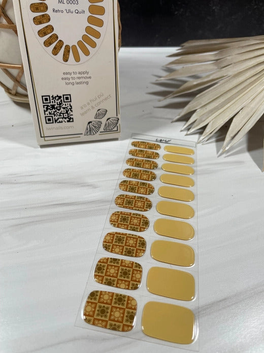 Gel Nail Strips - Mokulehua x Iwi Nails: Retro ʻUlu Quilt