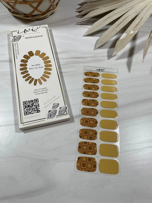 Gel Nail Strips - Mokulehua x Iwi Nails: Retro ʻUlu Quilt